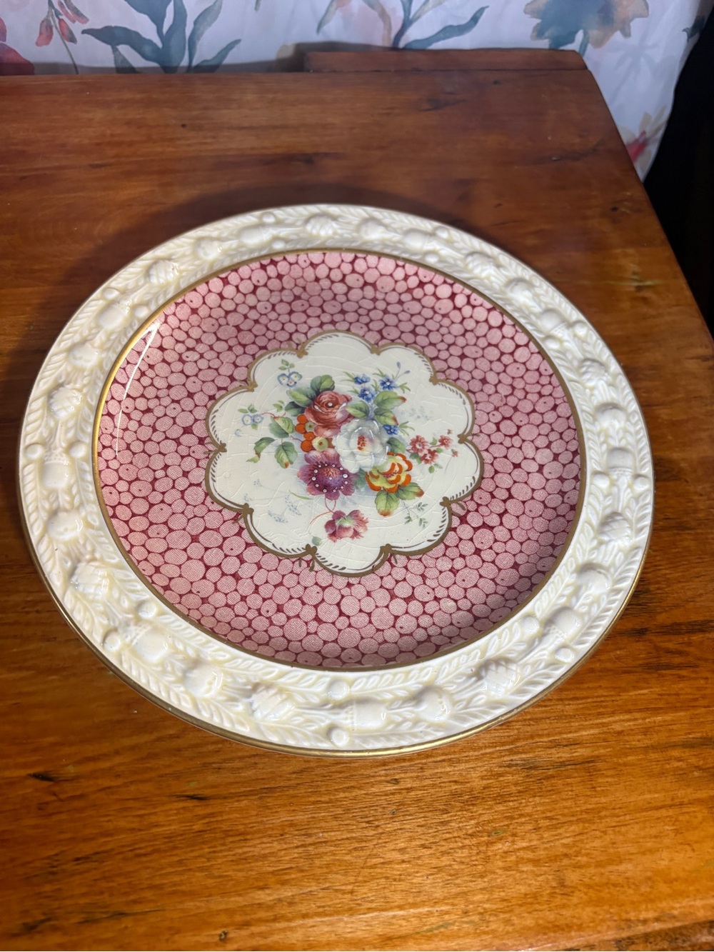 Vintage Decorative Pink Floral Ceramic Serving Plate - Brand Unspecified